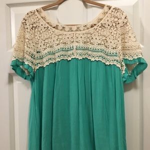 Teal and Lace Top